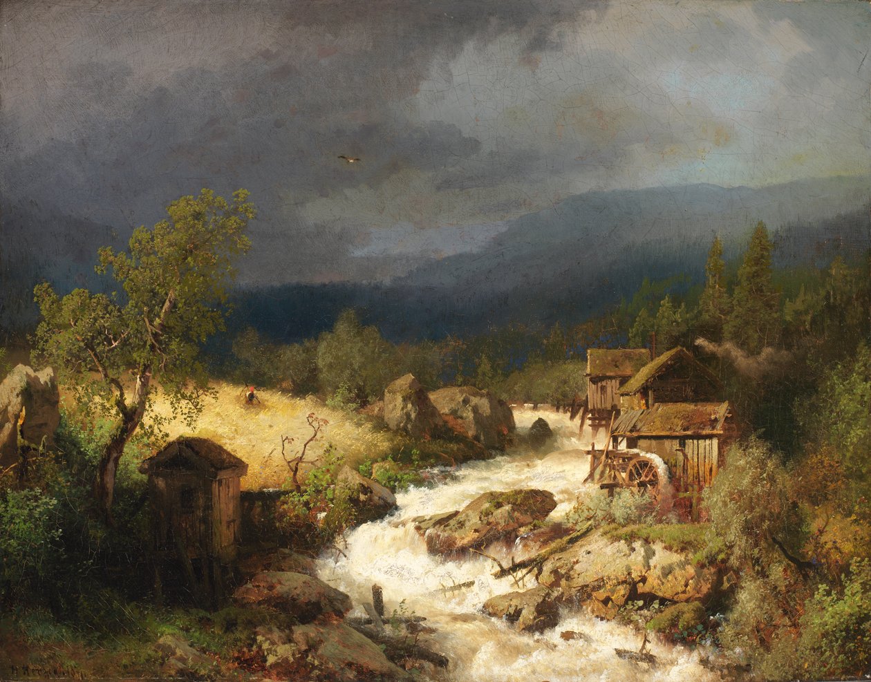 Torrent Üzerinde Değirmen, 1871. by Hermann Herzog