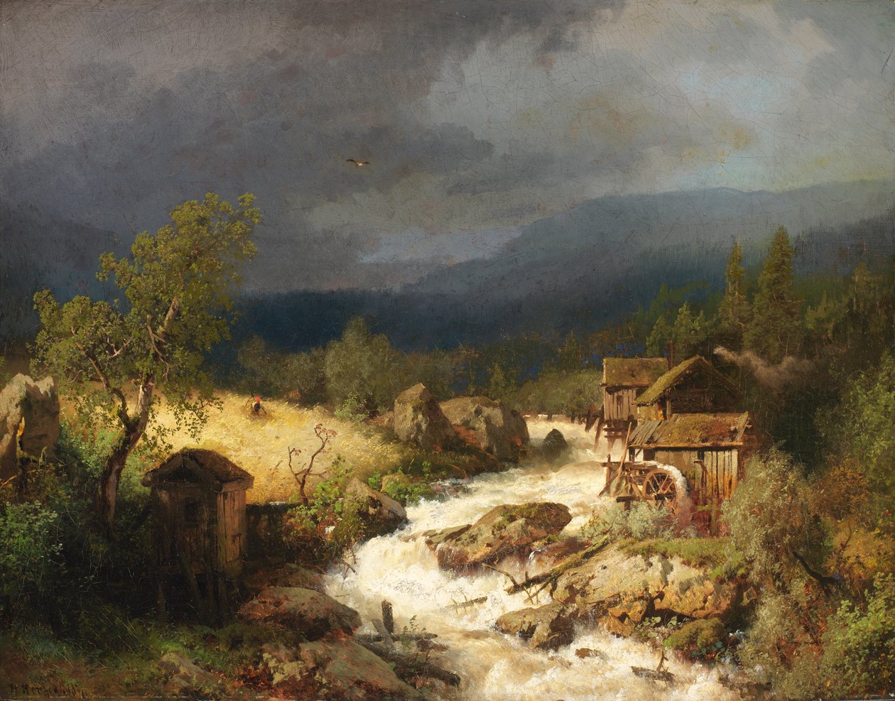 Torrent Üzerinde Değirmen, 1871. by Hermann Herzog