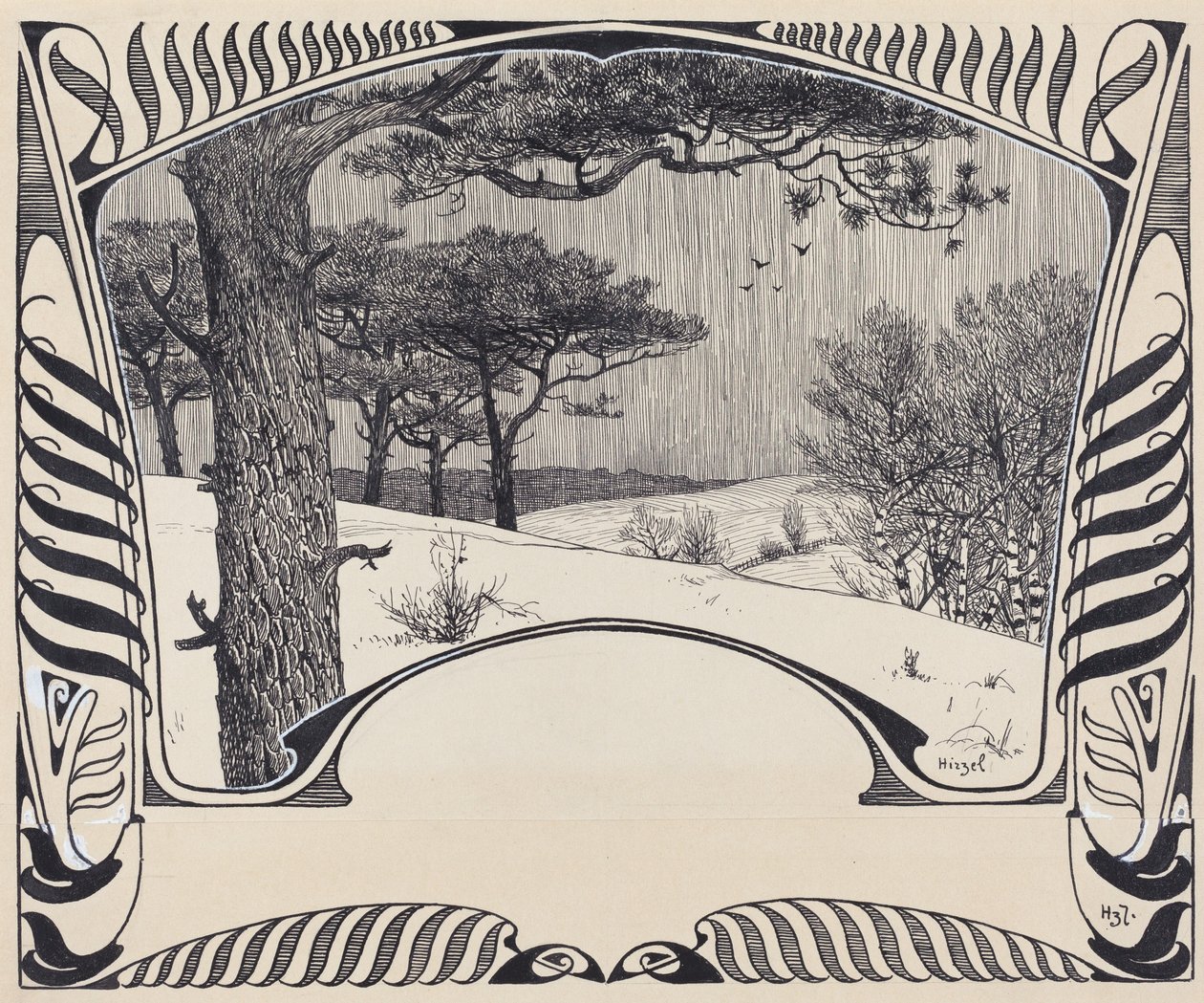 Jugendstil Sınırında Bir Kış Manzarası by Hermann Hirzel