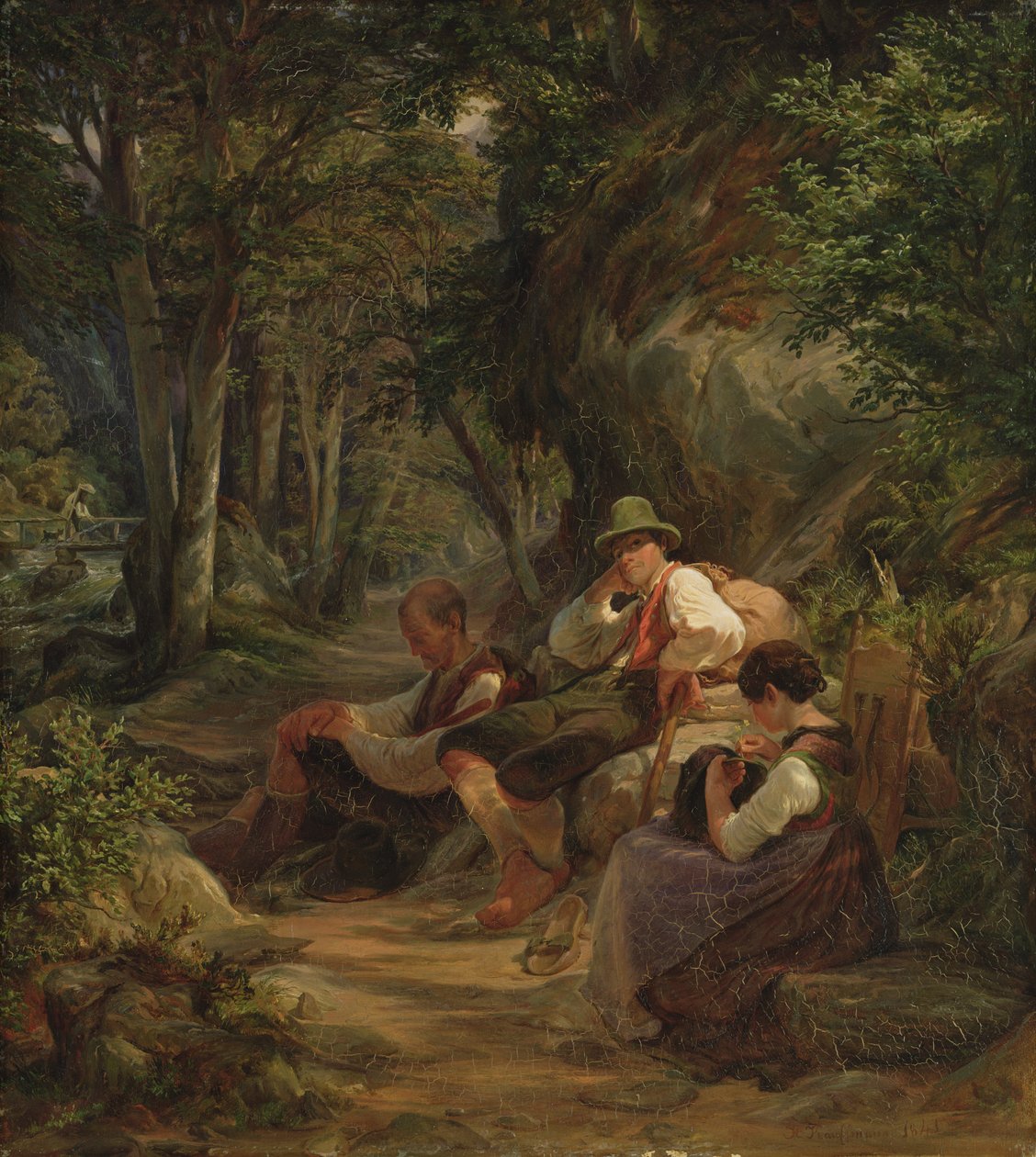 Bir Alp Yolunda Dinlenen Üç Yukarı Bavyeralı, 1841 by Hermann Kauffmann