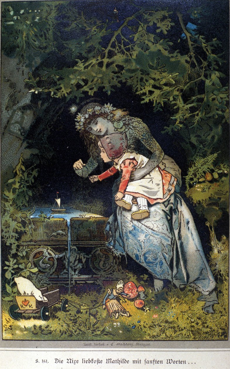 Jacob (1785-1863) ve Wilhelm (1786-1859) Grimm kardeşler tarafından yazılmış bir masal için Vogel çizimi by Hermann Vogel