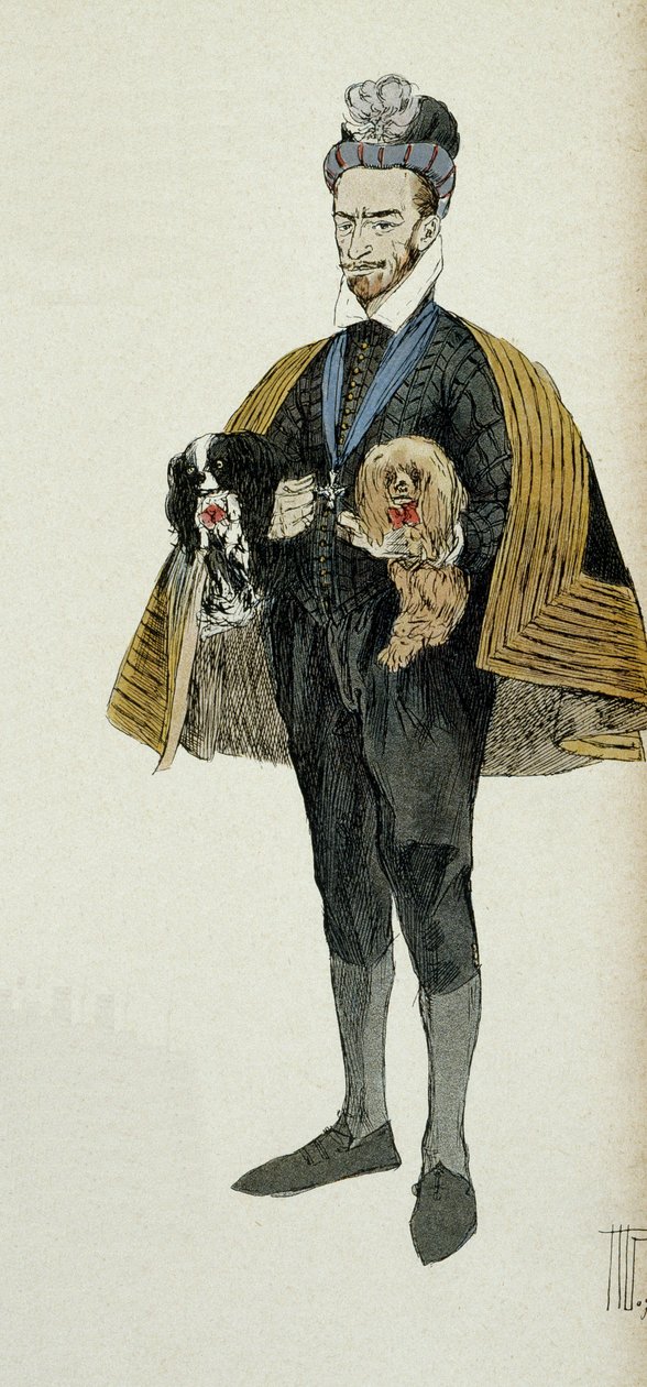 Henry III (1551-1589), Fransa Kralı (1574-1589) ve Polonya Kralı (1574) portresi. Çizim 1907, Hermann Vogel (1856-1918). Partiküliye koleksiyonu. by Hermann Vogel