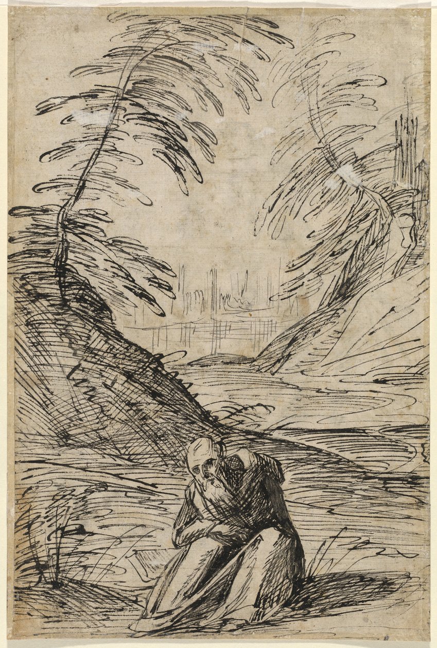 Bir Münzevi ile Çöl Manzarası (verso) by Hermann Weyer