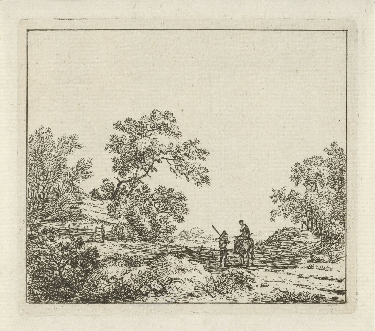 Yaya adam ve at sırtında kadın ile manzara Altı manzara (dizi başlığı) by Hermanus Fock
