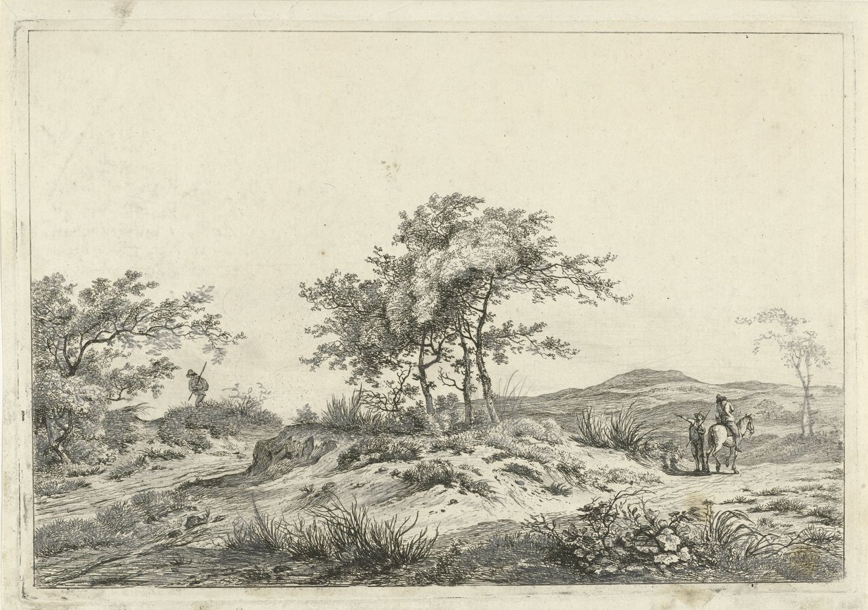 Binici ve yaya ile manzara by Hermanus Fock