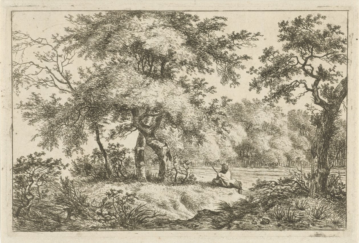 Adam ormanda dinlenme by Hermanus Fock