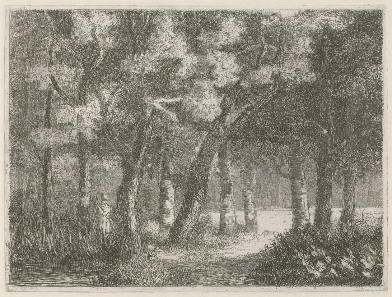 Avcı ve köpeği ormanda by Hermanus Jan Hendrik van Rijkelijkhuysen