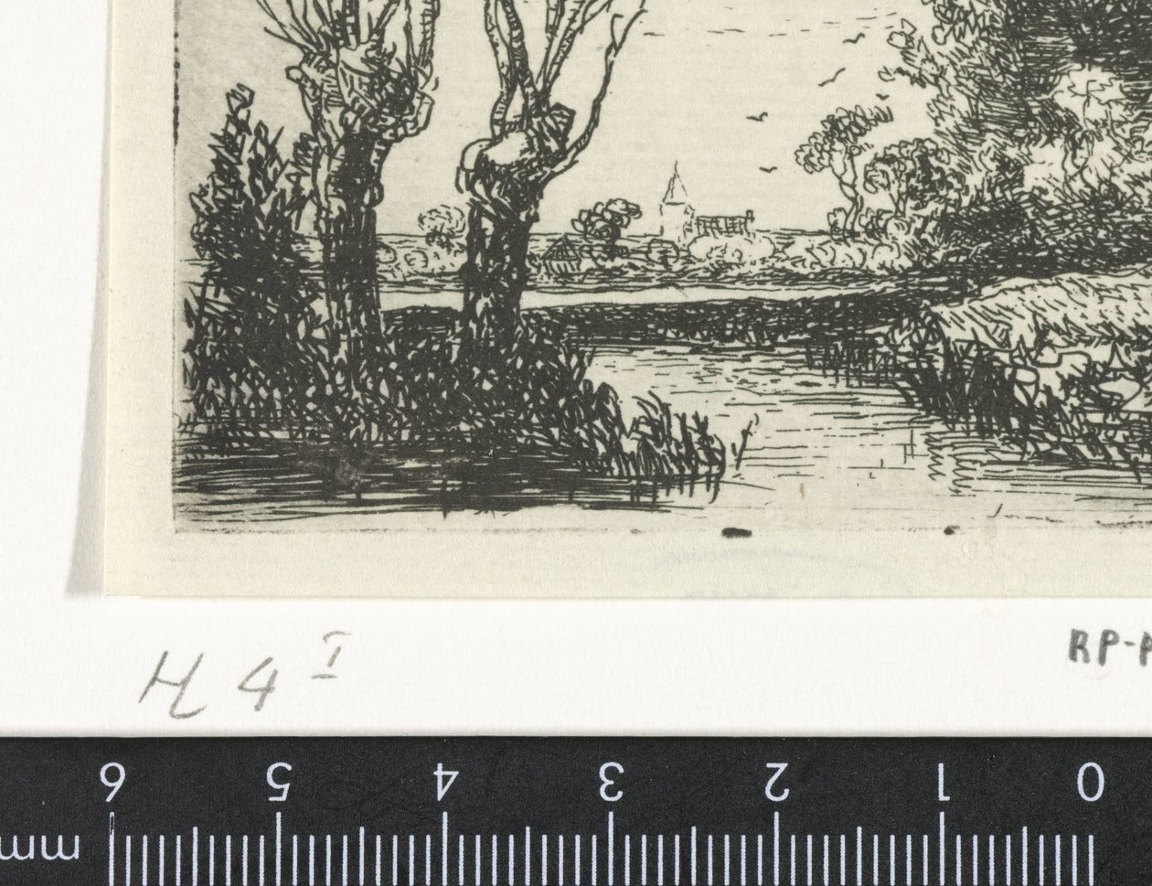 İki pollard söğütleri ile manzara by Hermanus Jan Hendrik van Rijkelijkhuysen