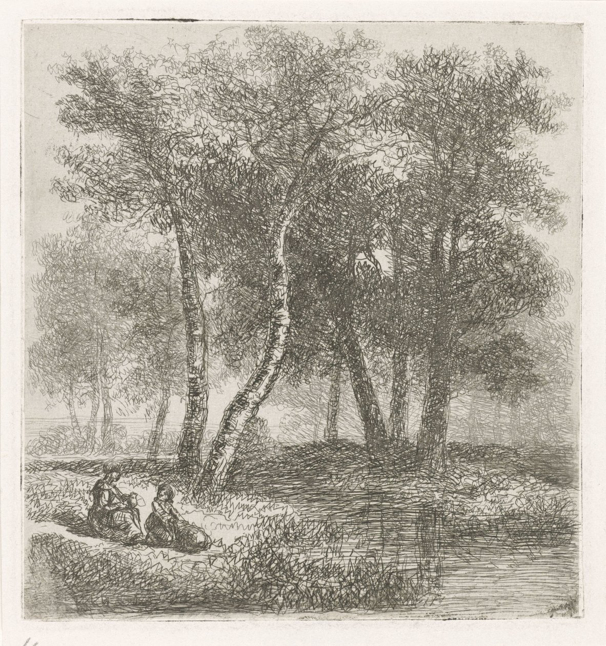 Anne ve çocuk sahilde by Hermanus Jan Hendrik van Rijkelijkhuysen