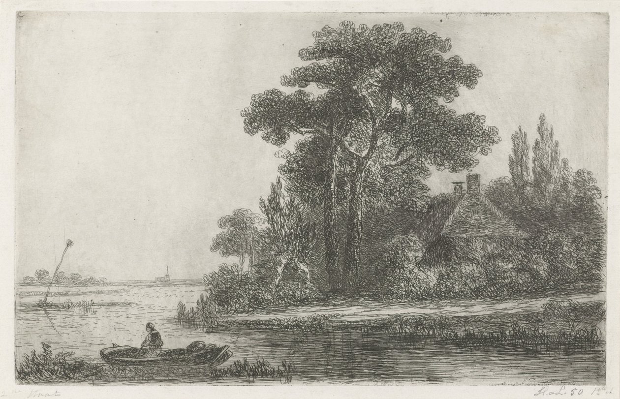 Deniz feneri ile nehir manzarası by Hermanus Jan Hendrik van Rijkelijkhuysen