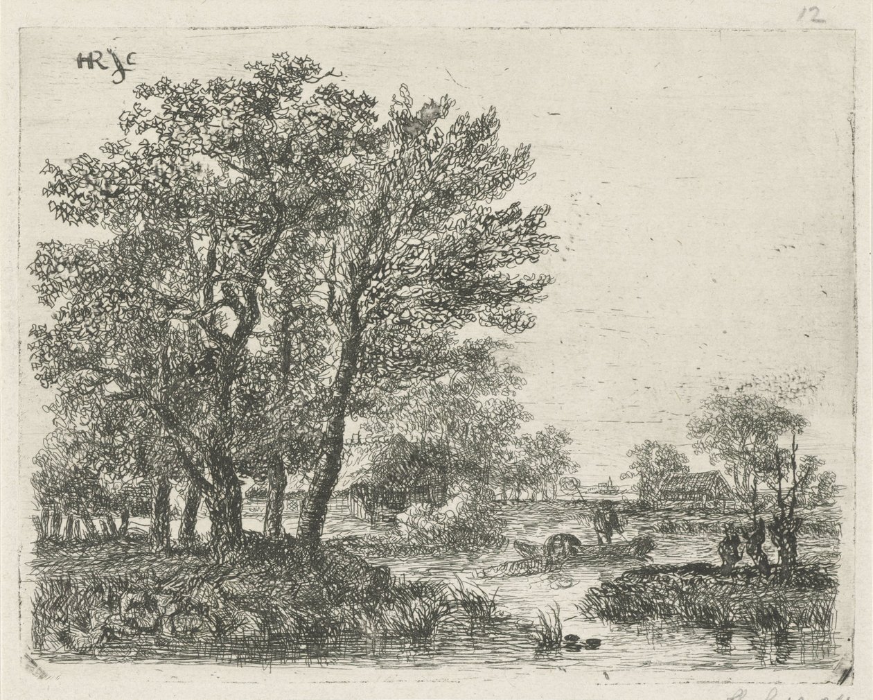 Bir teknede balıkçılar by Hermanus Jan Hendrik van Rijkelijkhuysen