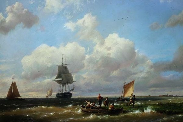 Helvoetsluys Açıkları, Voorne Adası by Hermanus Koekkoek