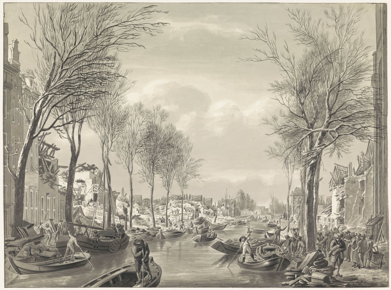 Felaketten sonra Steenschuur'da restorasyon çalışması, 1807 by Hermanus Numan (possibly)