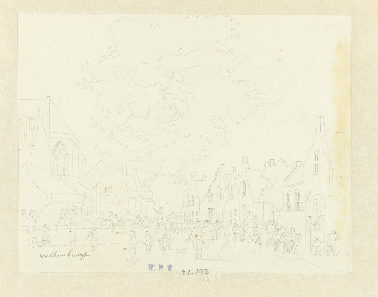 Valkenburg köyünde pazar by Hermanus Petrus Schouten