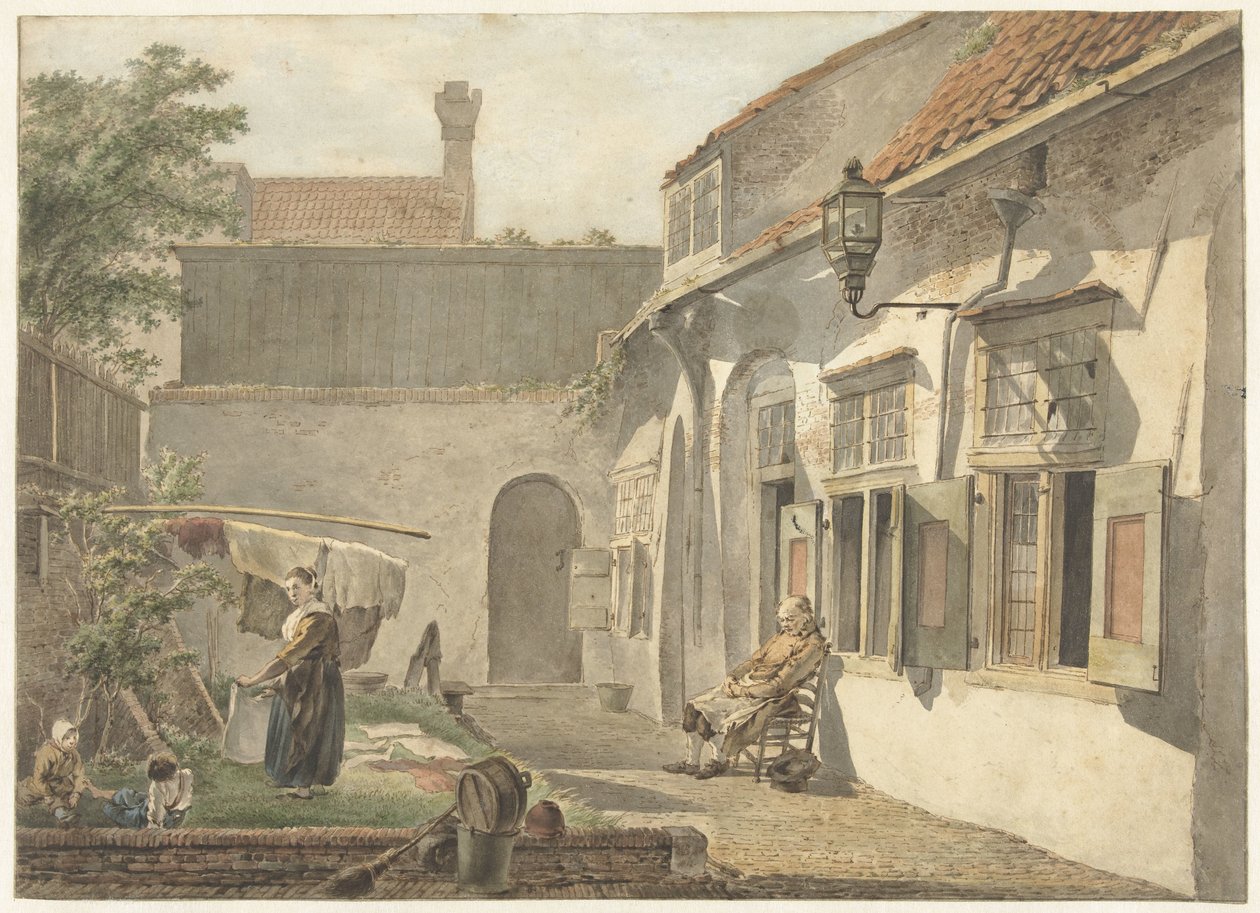 Utrecht'te figürlü avlu by Hermanus van Brussel
