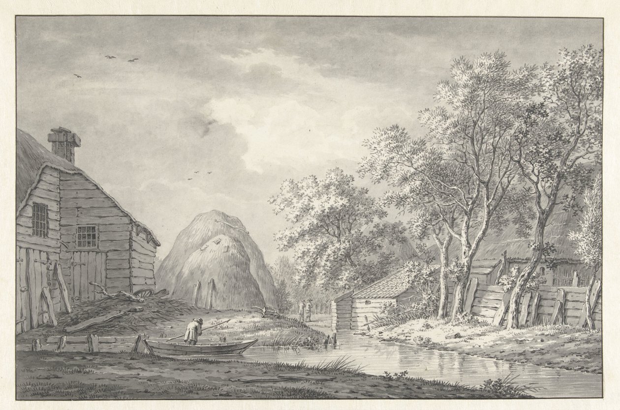 Bir fenerle kanalda yüz by Hermanus van Brussel