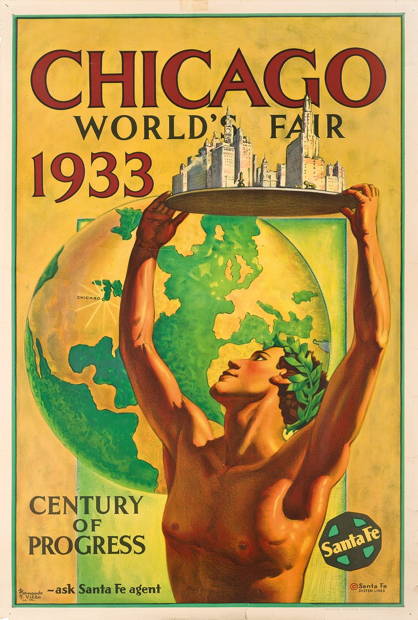 Chicago'daki 1933 Dünya Fuarı'nın reklamını yapan afiş by Hernando Villa