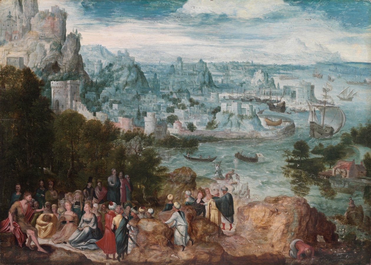 Vaftizci Yahya ile Manzara, c.1540 (ahşap üzerine yağlıboya) by Herri met de (c.1510-p.1550) Bles