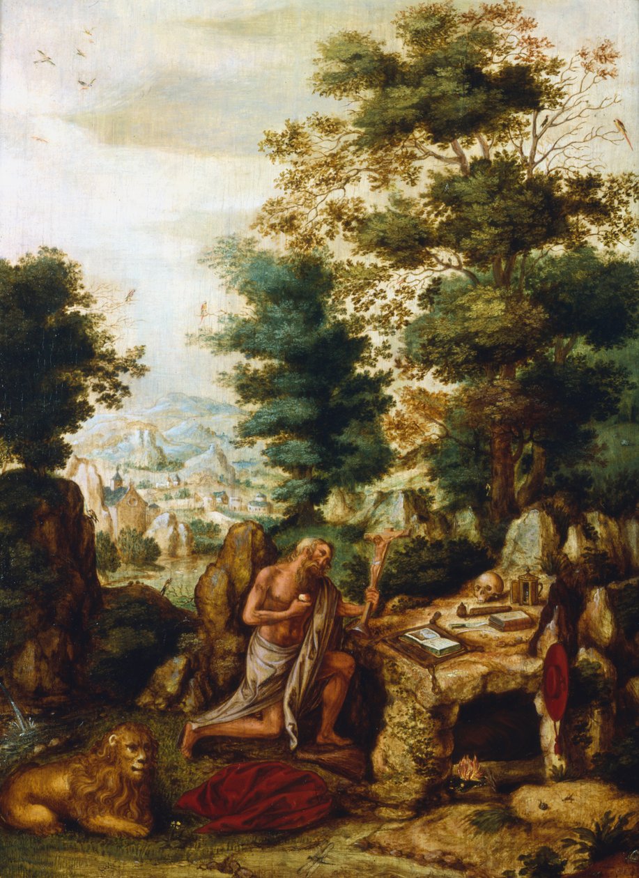 Manzaradaki Aziz Jerome, c1530-c1550 by Herri met de Bles
