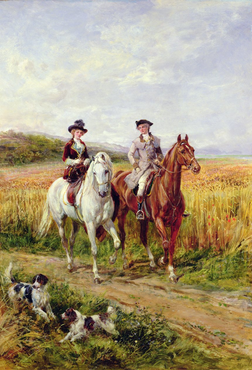 Köpekleriyle Binen Çift by Heywood Hardy