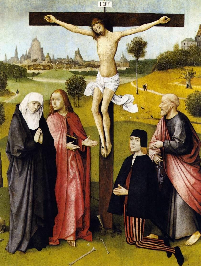 Bir Donör ile Çarmıha Gerilme by Hieronymus Bosch