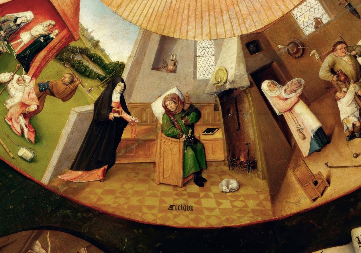 Yedi büyük günah ve son dört şey by Hieronymus Bosch