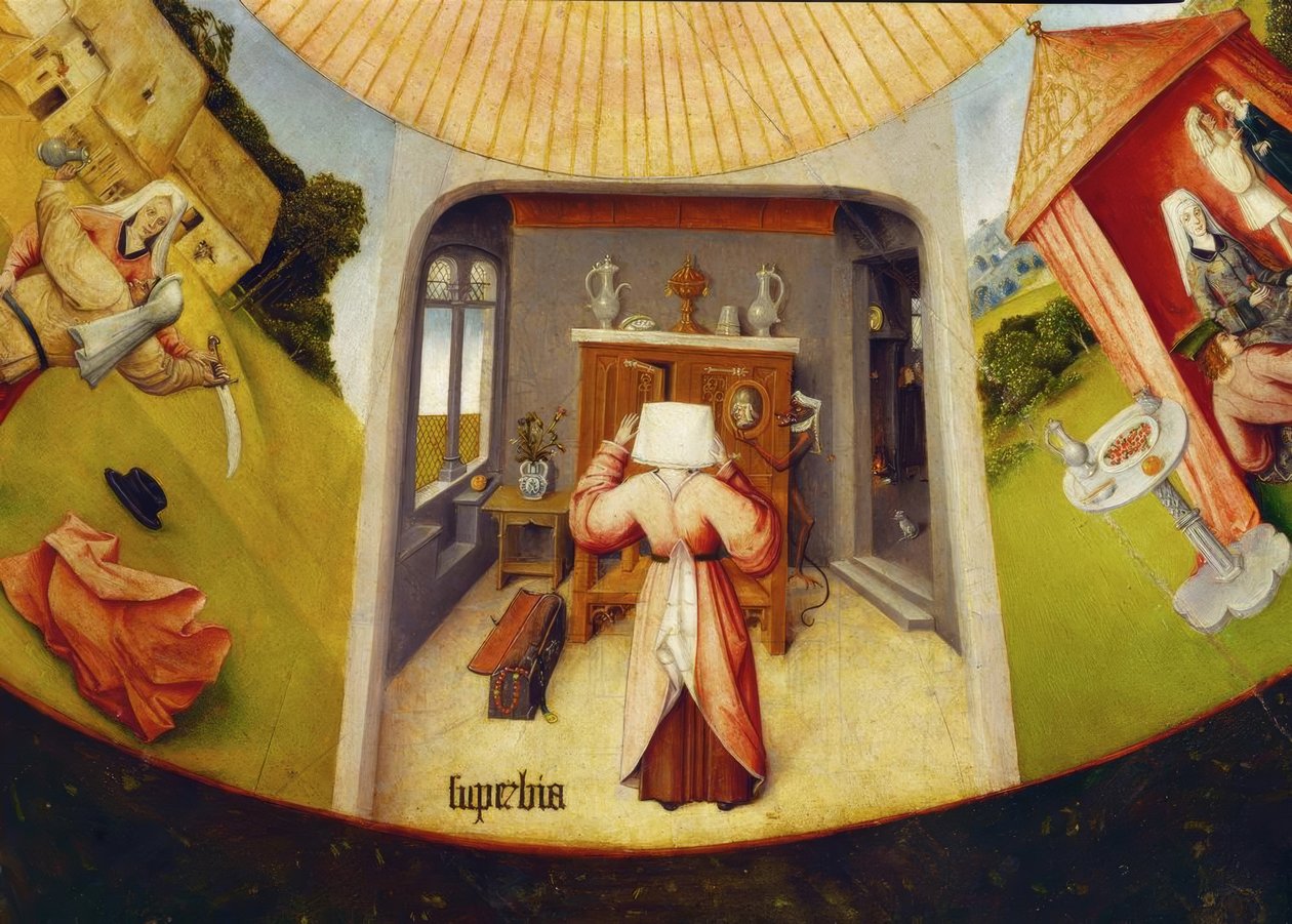 Yedi büyük günah ve son dört şey by Hieronymus Bosch