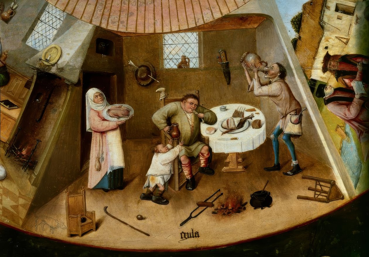 Yedi büyük günah ve son dört şey by Hieronymus Bosch