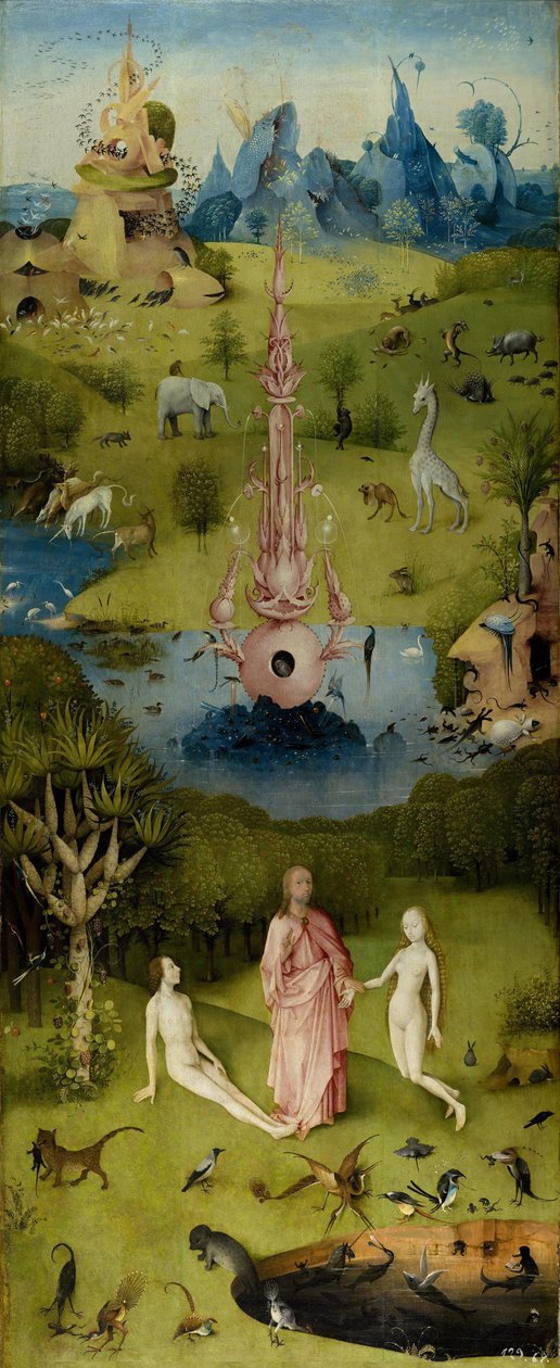 Dünyevi Zevkler Bahçesi, iç sol kanat (Cennet) by Hieronymus Bosch