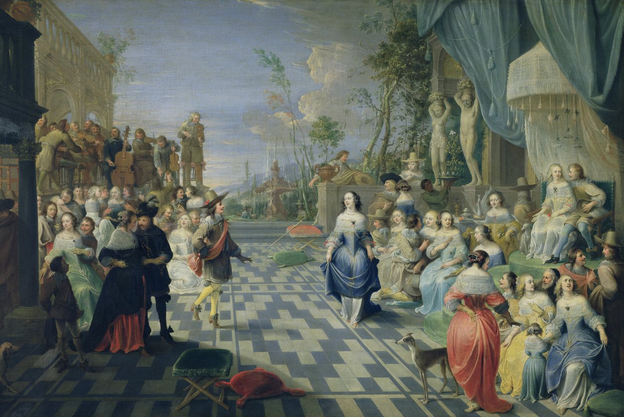 A Ball on the Terrace of a Palace  by Hieronymus Janssens