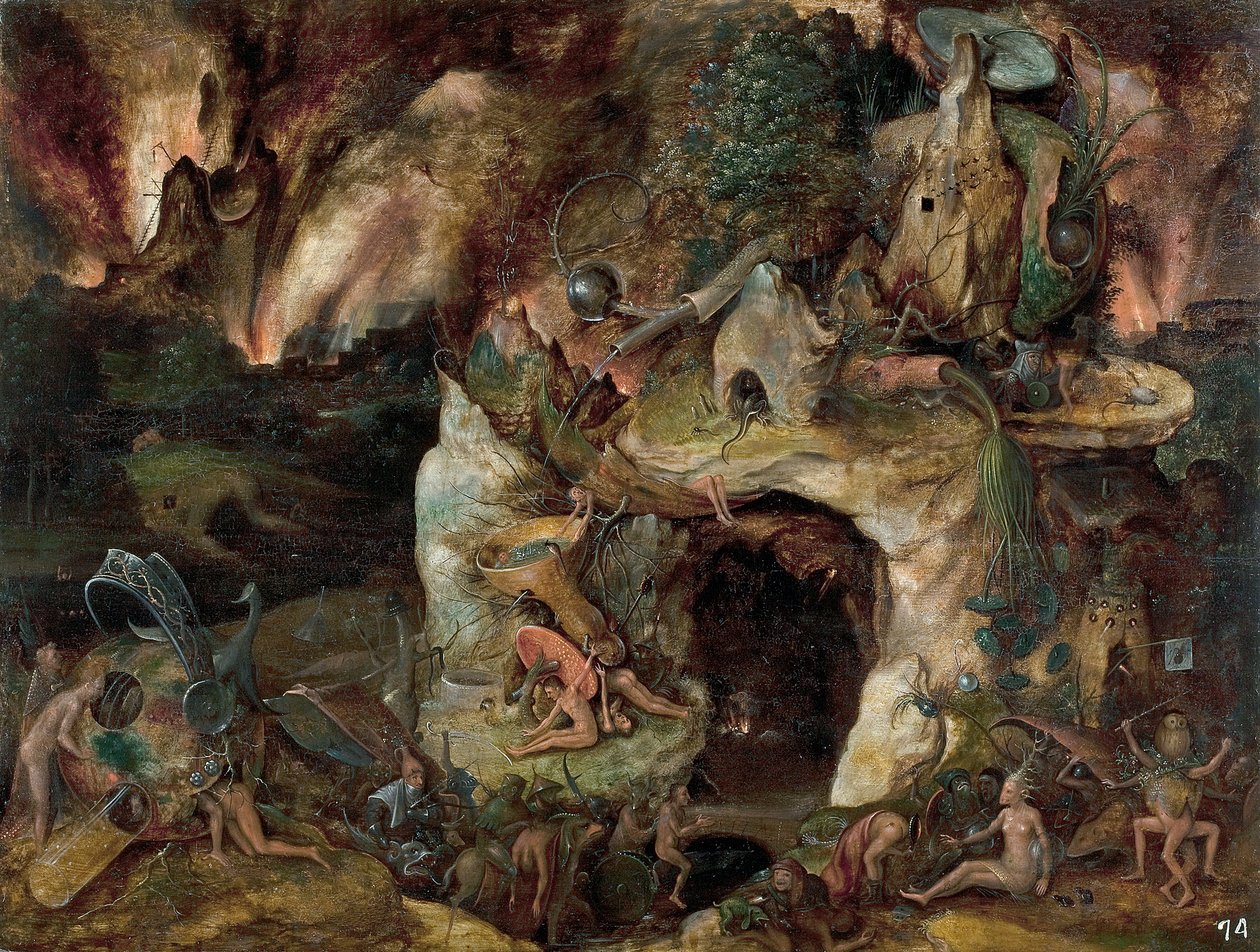 ""Yeraltı Dünyası Manzarası" (Cehennem Manzarası) Jerome Bosch okulundan 1561 Dim 49x64 cm Museo del Prado, Madrid by Hieronymus (school of) Bosch
