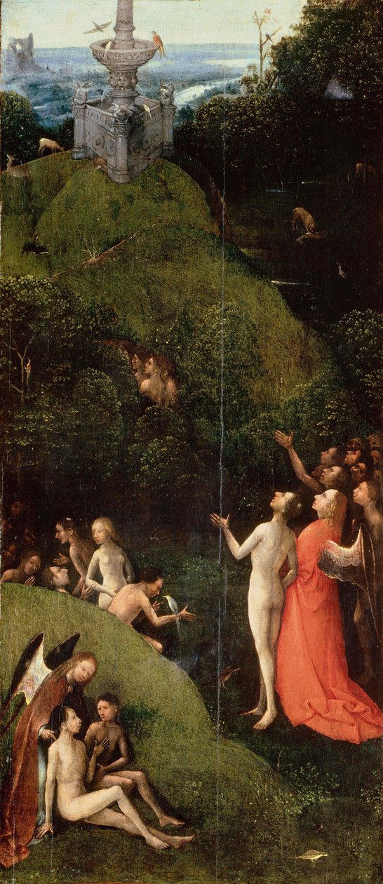 Dünya Cenneti. Gönderen: Four Visions of the After the After Bosch, Hieronymus (c. 1450-1516). Ahşap üzerine yağlı boya, ebat : 88,5x39,8, ca 1490-1510, Palazzo Grimani, Venedik by Hieronymus Bosch