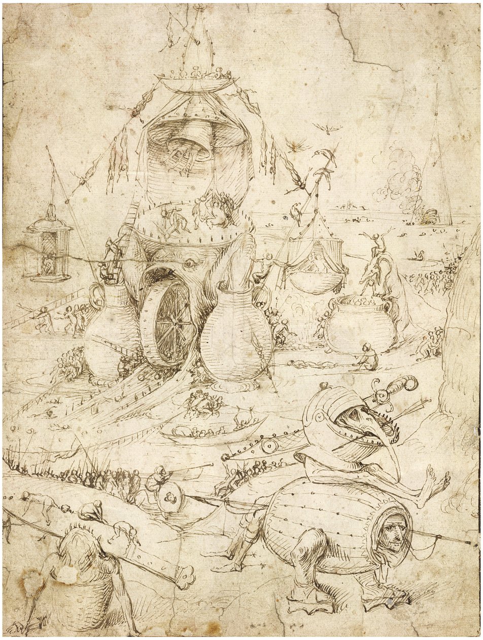 Infernal Landscape par Bosch, Hieronymus (c. 1450-1516). Kalem, kağıt üzerine kahverengi Hint mürekkebi, c. 1500, Özel Koleksiyon by Hieronymus Bosch