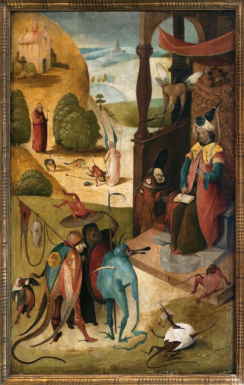 Aziz James Binbaşı ve büyücü Hermogen. Hieronymus Van Aeken (Aken) dit Jerome Bosch (1450-1516), ahşap üzerine yağlı boya by Hieronymus Bosch
