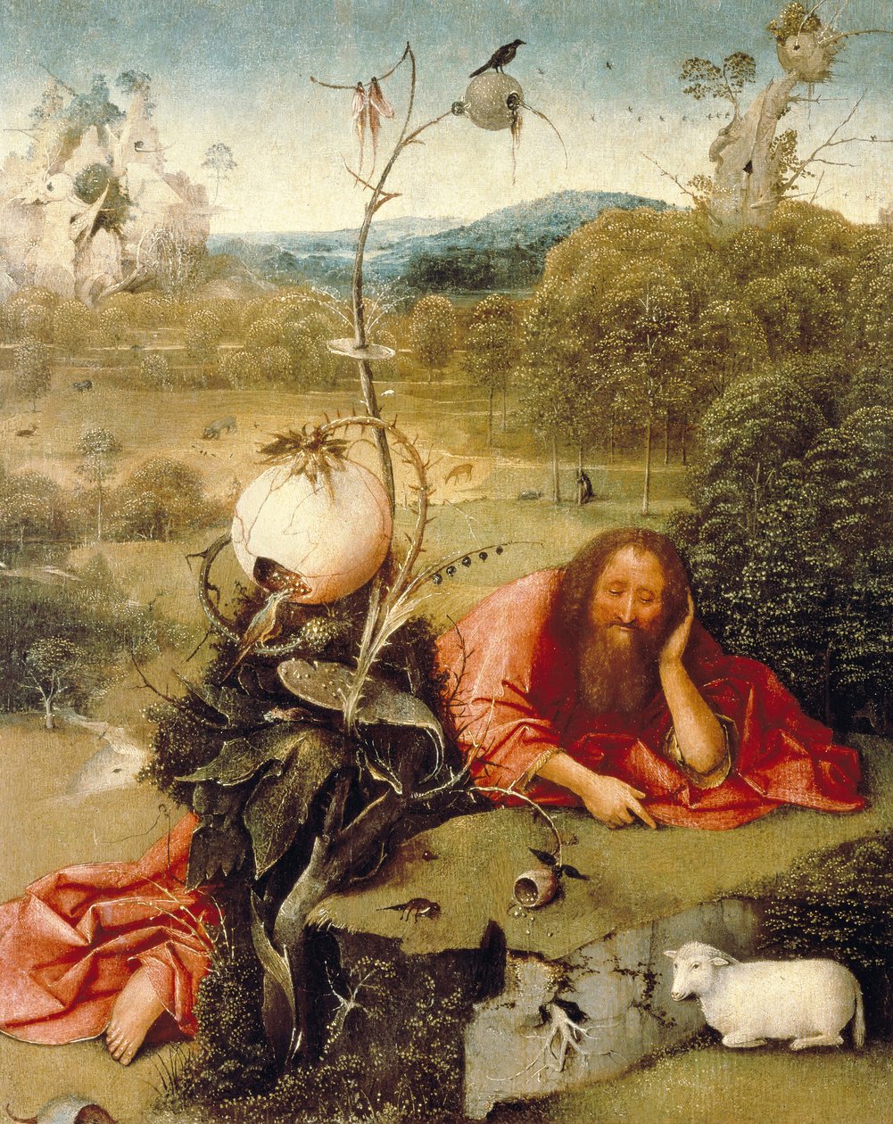 “" Vaftizci Yahya doğada uyuyakaldı "” Hieronymus Van Aeken (Aken) tarafından yapılan resim, Jerome Bosch (1450-1516) 1504-1505 Madrid diyor. Lazaro Galdiano Vakfı by Hieronymus Bosch