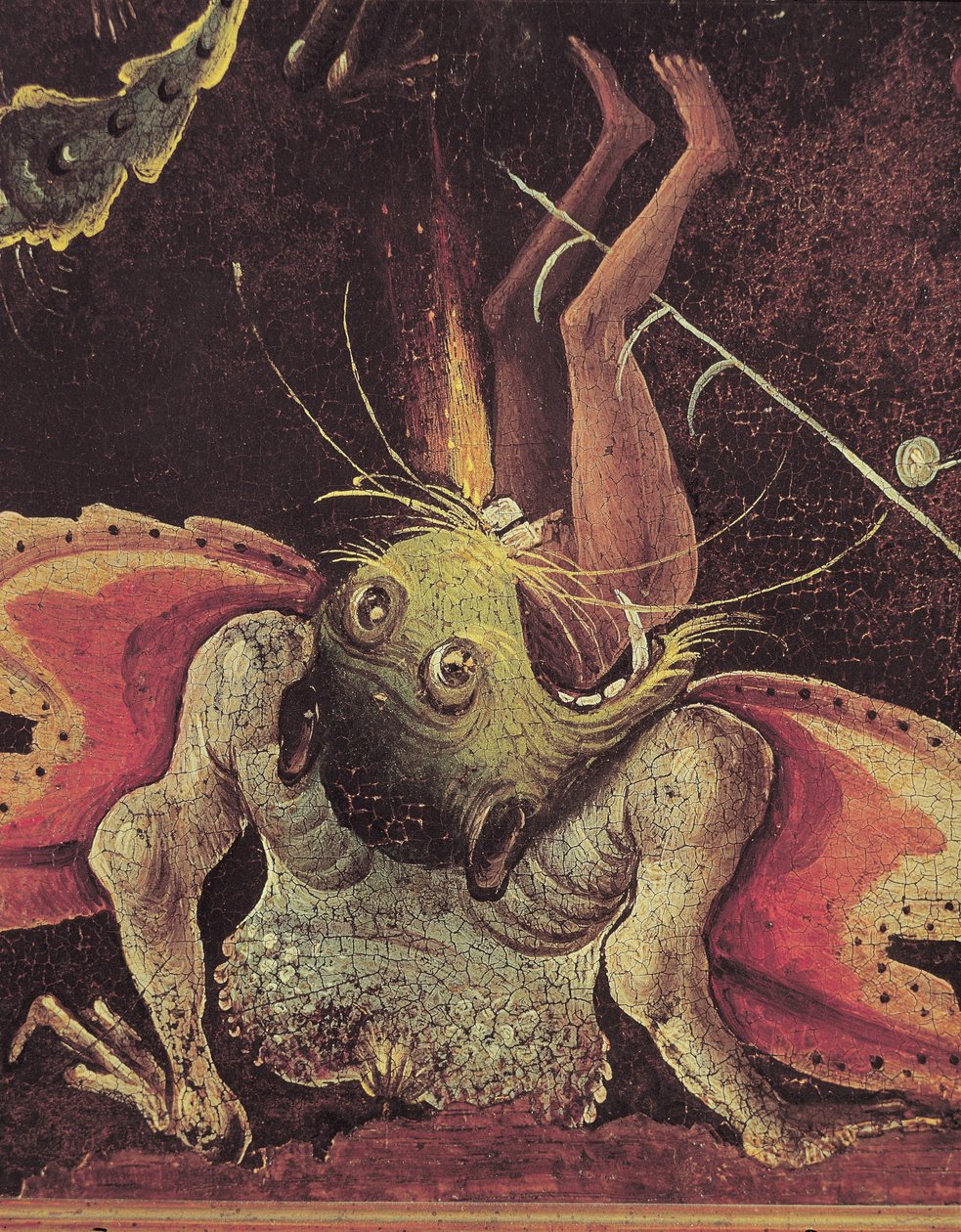 Son Yargı, bir canavar tarafından yenen bir adamın detayı, c.1504 (panelde yağlı boya) by Hieronymus Bosch