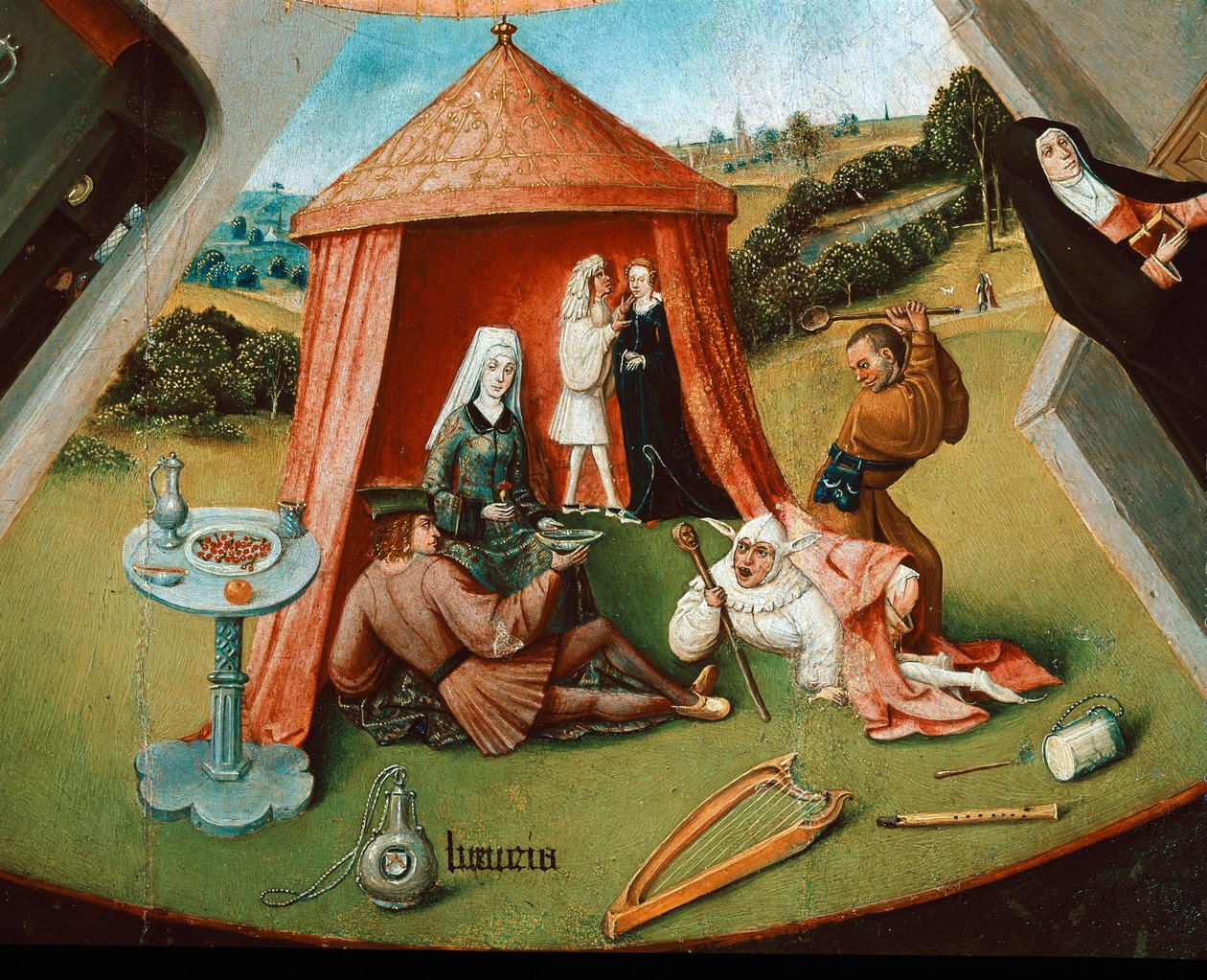 Şehvet. Yedi büyük günah tablosundan detay (tahta üzerine yağlı boya by Hieronymus Bosch