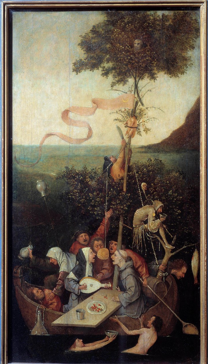 Bir grup sarhoş delinin Çılgın Sahnesi. Hieronymus Van Aeken (Aken) ve Jerome Bosch (1450-1516) tarafından yapılan boyama by Hieronymus Bosch
