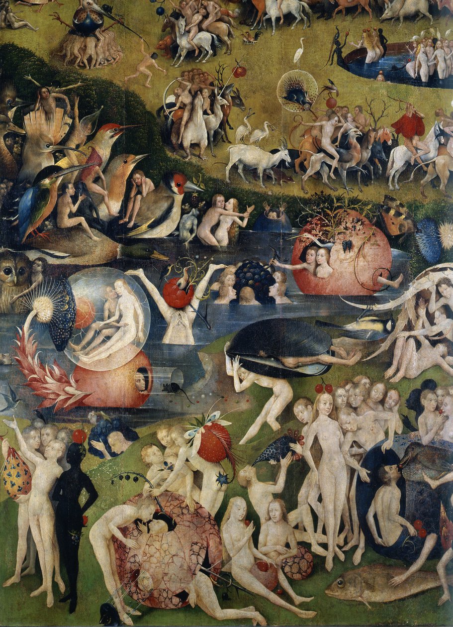 Lezzet bahçesi. Triptiğin orta kısmının detayı by Hieronymus Bosch