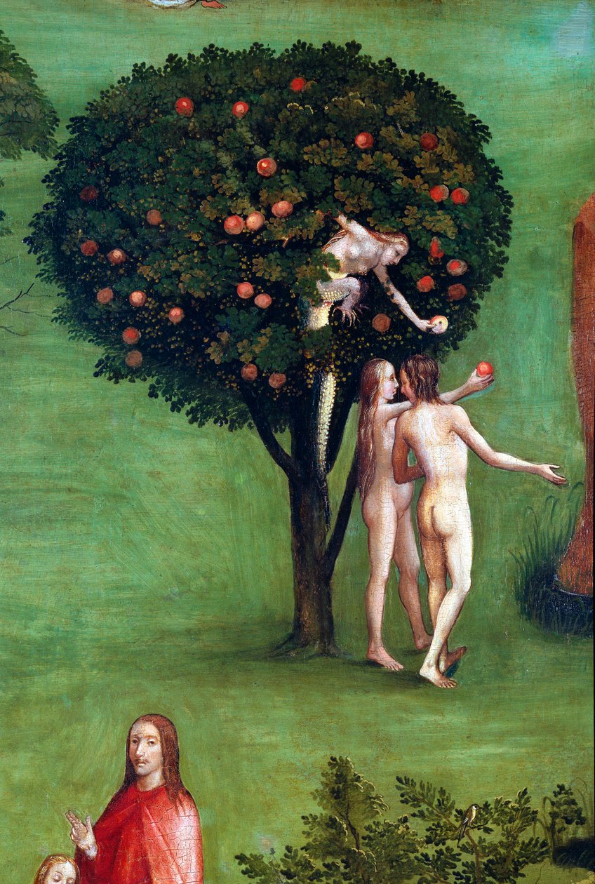 Son Yargının Triptik, sol panel. Adem ve Havva Cennette, detay (ahşap üzerine resim, c.1504) by Hieronymus Bosch