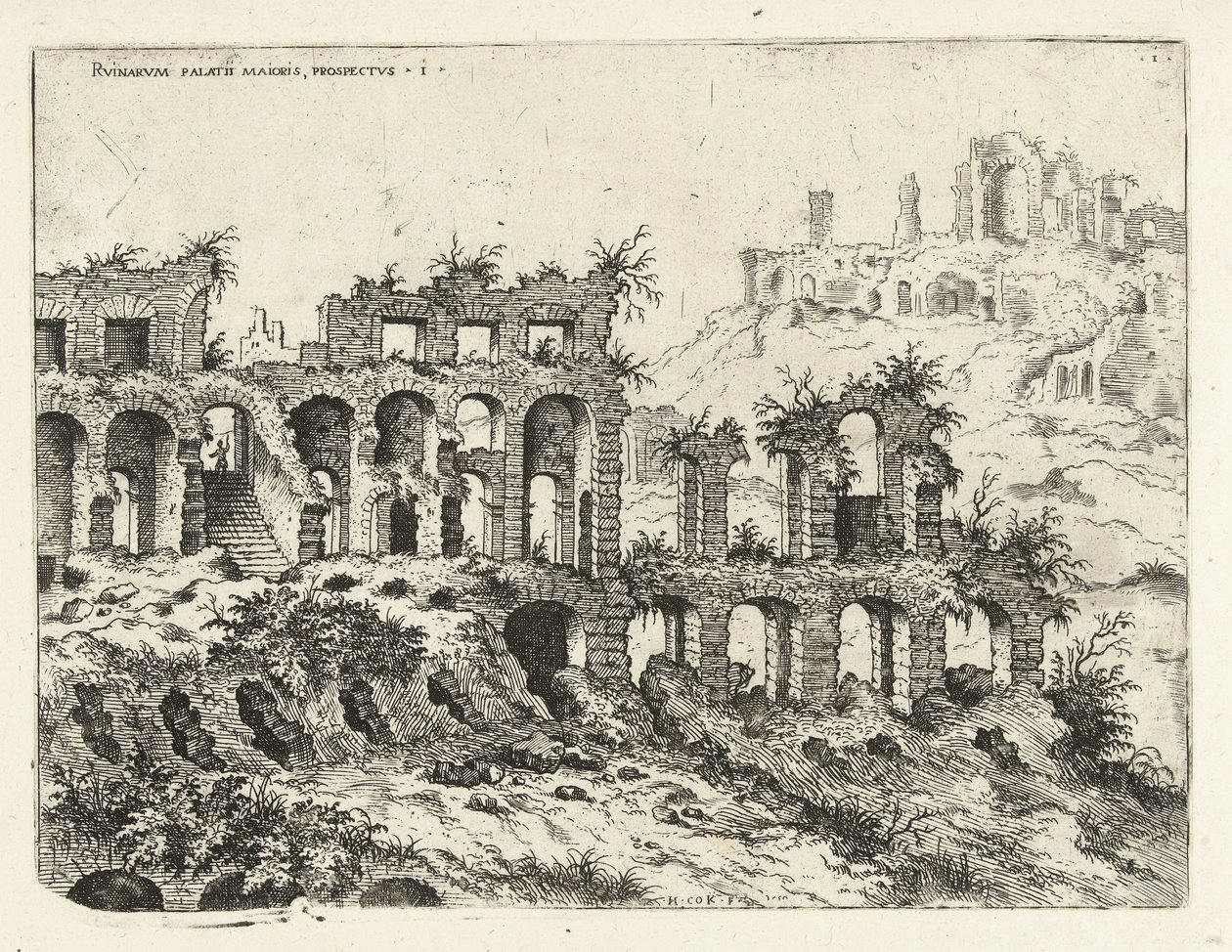 Kolezyum ve Palatine Tepesi manzarası Rvinarvm palatii maioris, prospektifler 1 (nesne üzerindeki başlık) Roma kalıntıları (dizi adı) by Hieronymus Cock