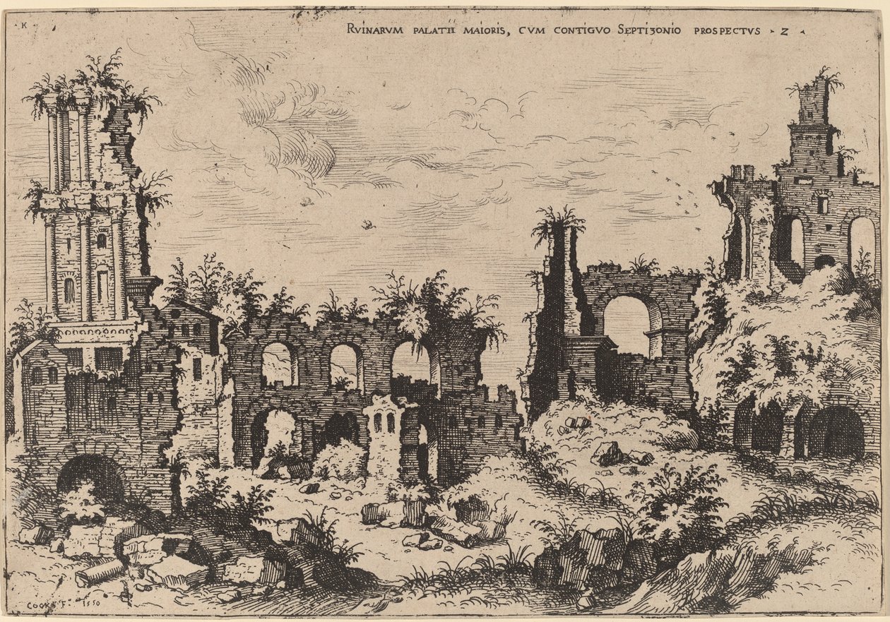 Septizonium ile Palatine Harabeleri by Hieronymus Cock