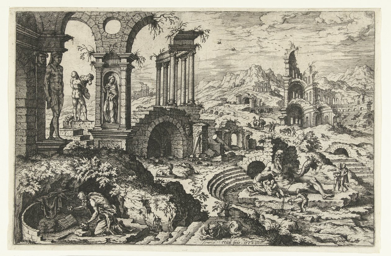Tövbekar Hieronymus ile manzarayı yıkın by Hieronymus Cock