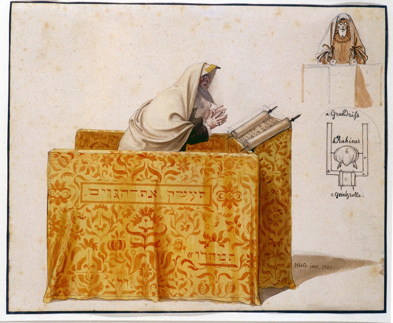 Sinagogda Bir Haham, 1830 by Hieronymus Hess