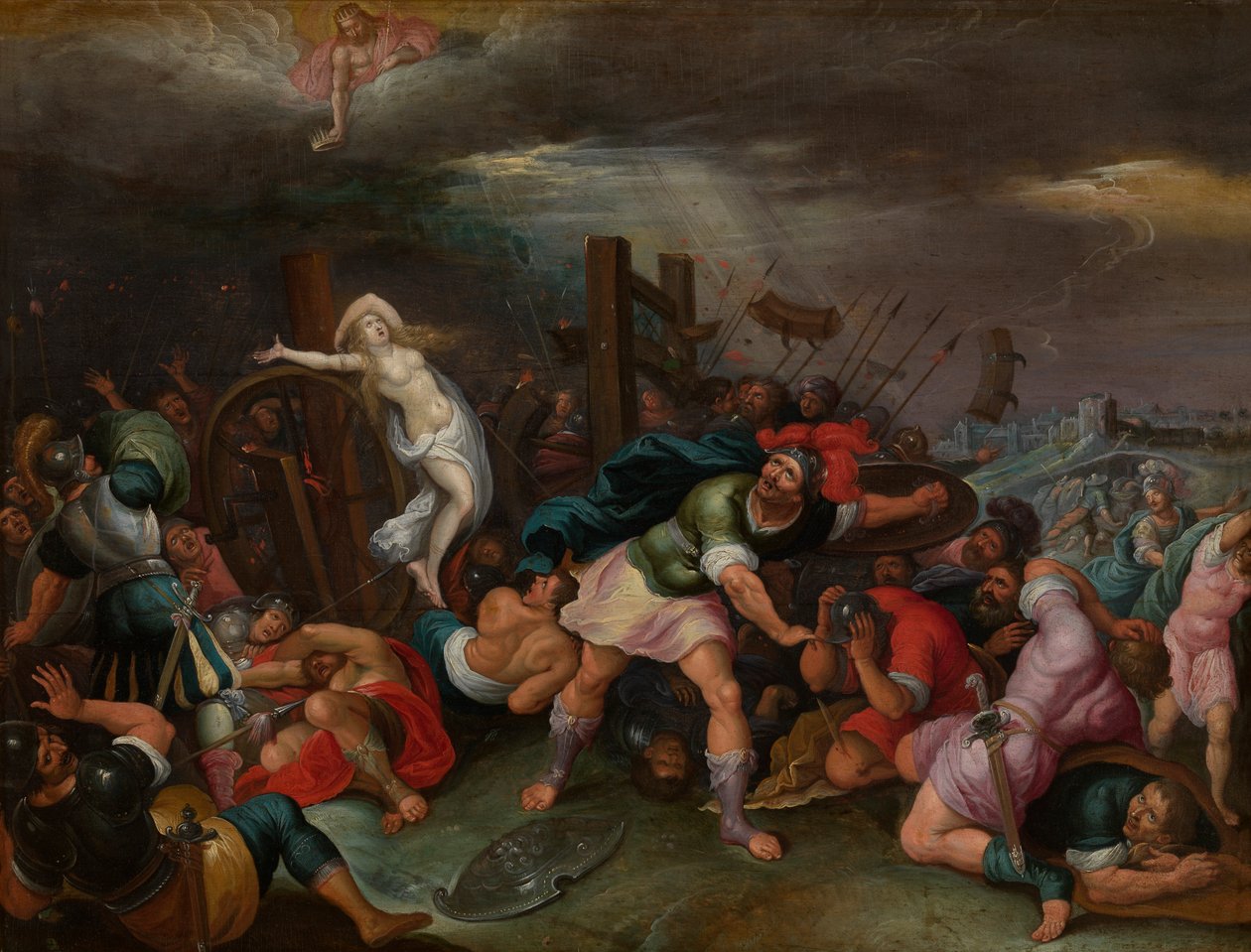 İskenderiyeli Aziz Catherine Şehitliği (panel üzerine yağlıboya) by Hieronymus II Francken