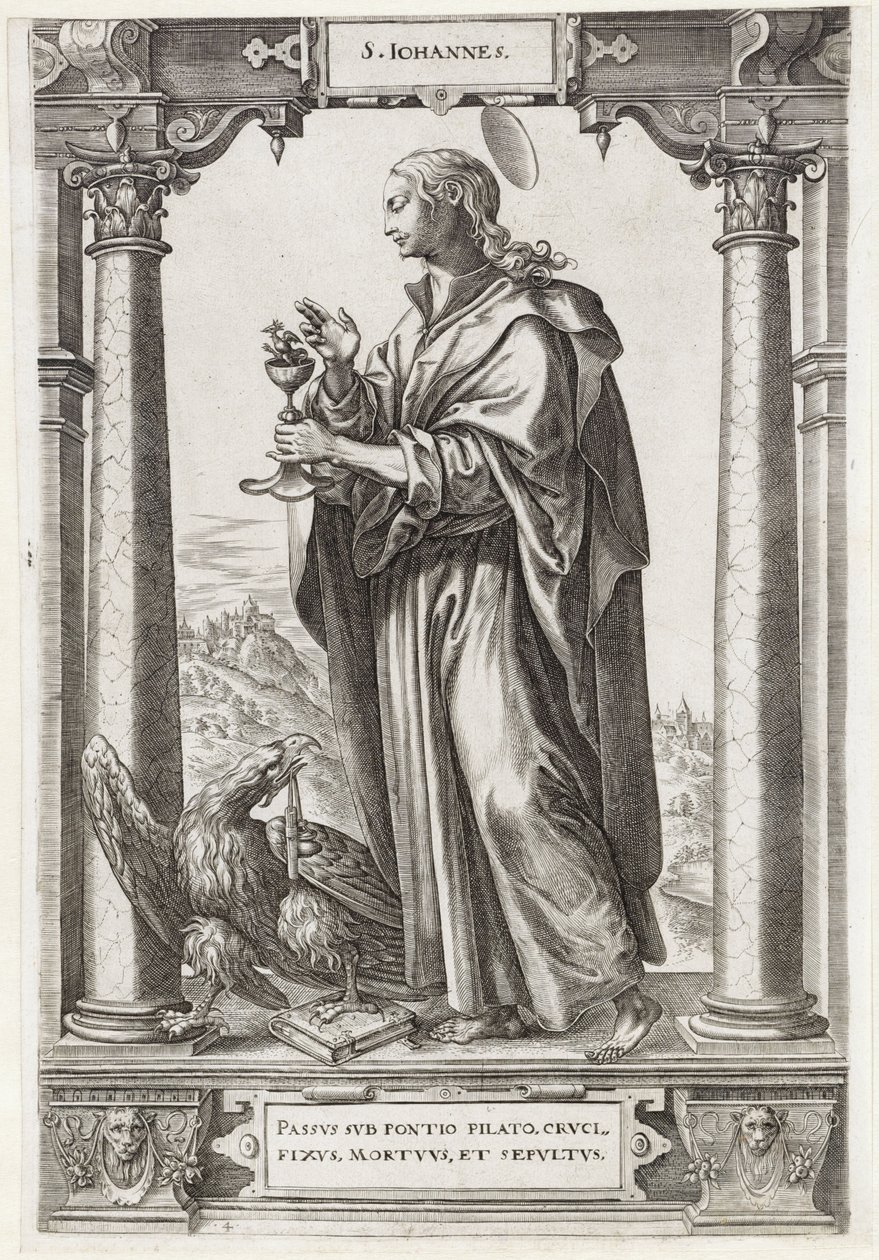 Aziz John Evangelist S. Iohannes (nesne üzerindeki başlık) İsa ve On İki Havari ve St. Paul (dizi başlığı) by Hieronymus Wierix