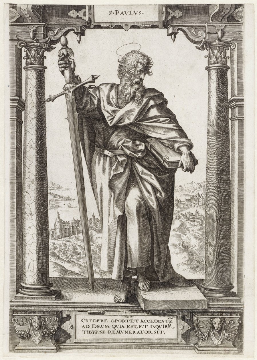 Tarsuslu Aziz Paul S. Pavlvs (nesne üzerindeki başlık) İsa ve On İki Havari ve St. Paul (dizi başlığı) by Hieronymus Wierix