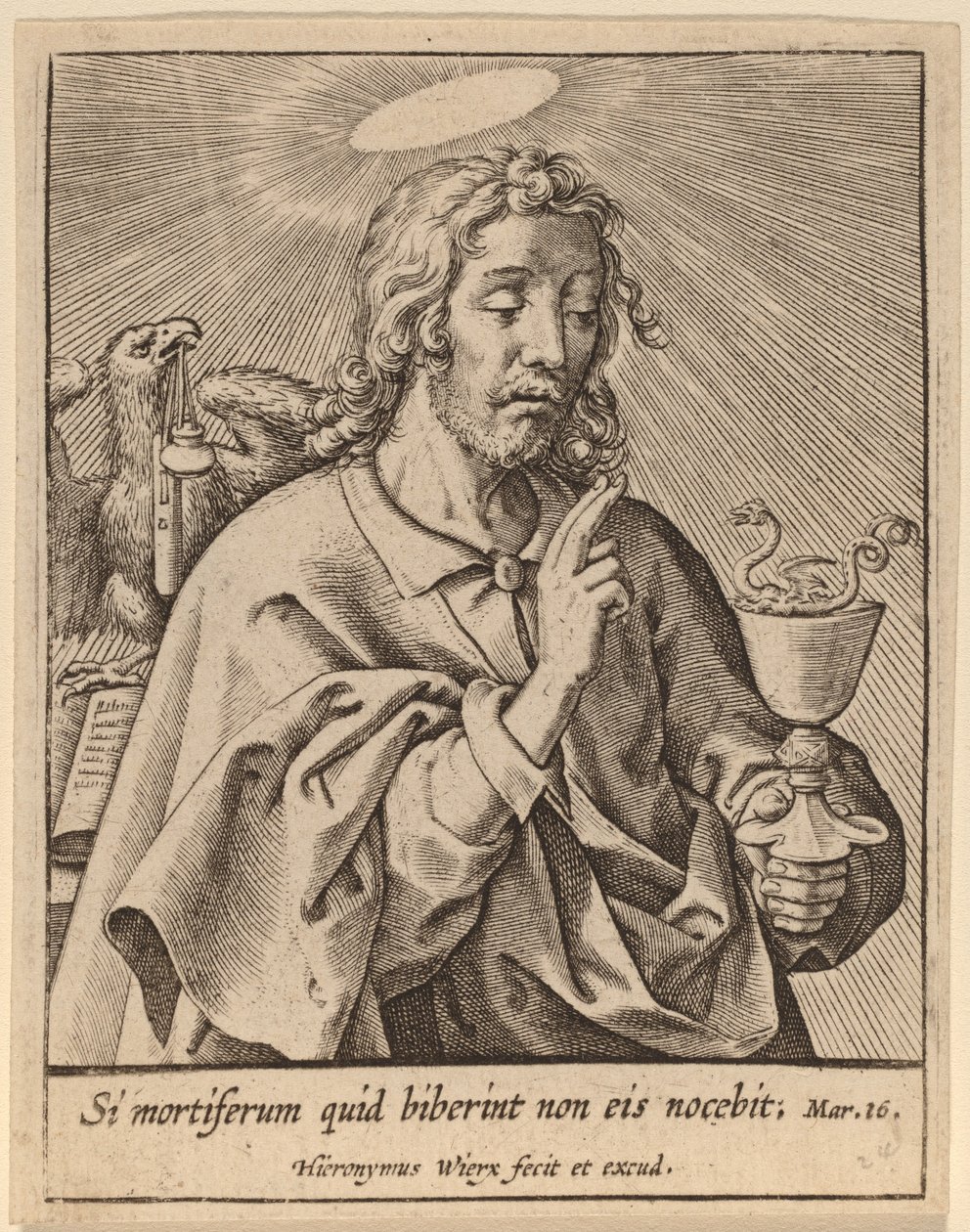 Ya ölümcül içmeye başlarlarsa... (Aziz John the Evangelist) by Hieronymus Wierix