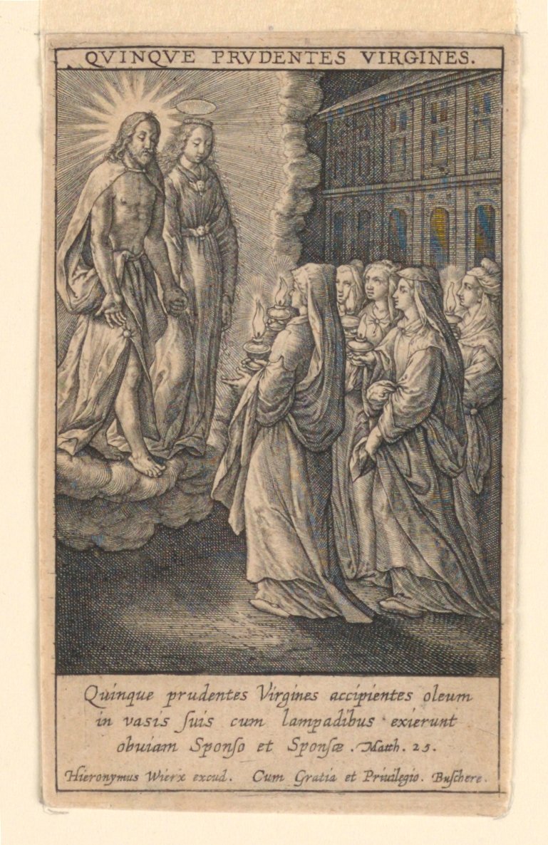 "Speculum Virginitatis" süitinden Beş Bilge Bakire by Hieronymus Wierix