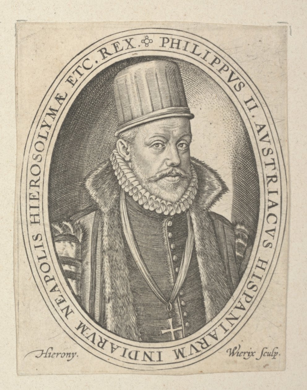 İspanya Kralı II. Philip, 16. yüzyılın sonu ile 17. yüzyılın başları (gravür) by Hieronymus or Jerome Wierix
